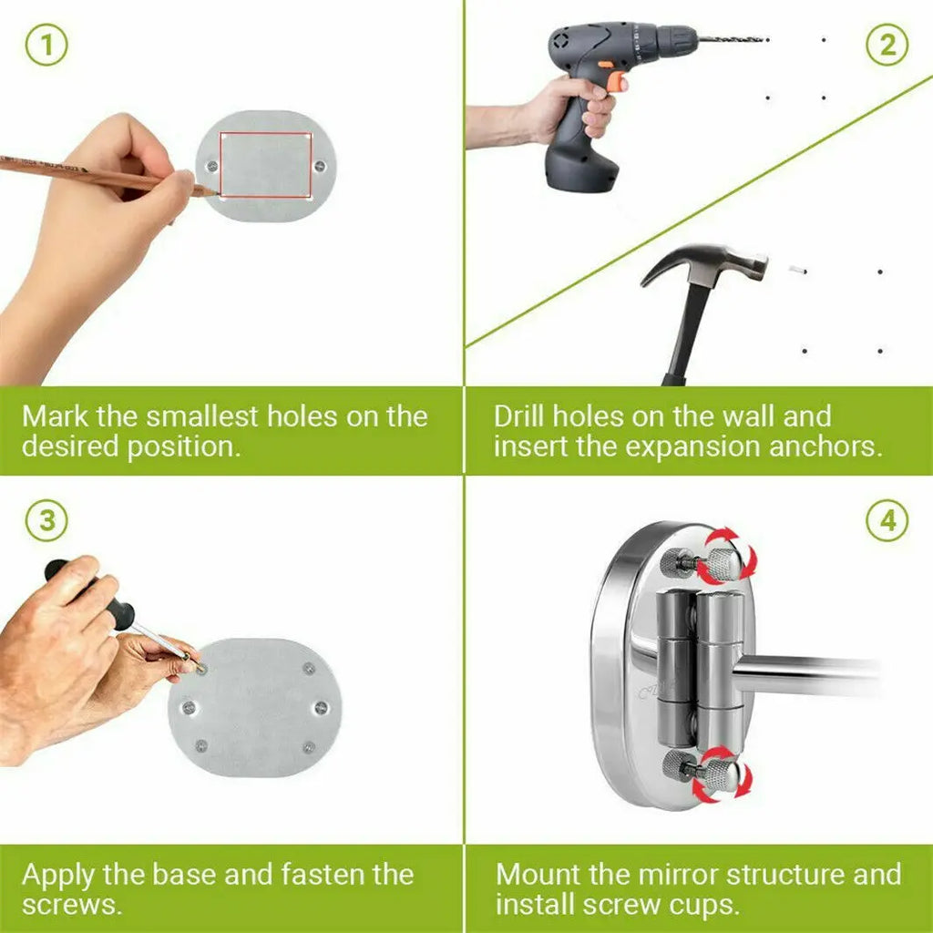 10X Magnifying Wall Mounted Mirror 360 Swivel Makeup Mirror 8" Double Sided Vanity Bathroom Mirror Shaving