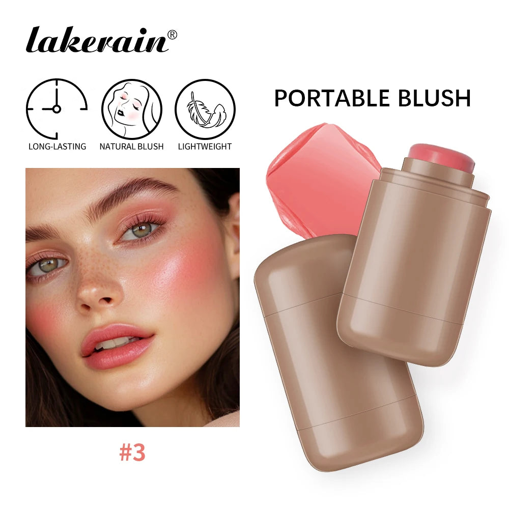 3-in-1Blush Stick Lasting Brightens Facial Cheek Stick Moisturizing Flash Lip Gloss Makeup Lip Gloss Face Rouge