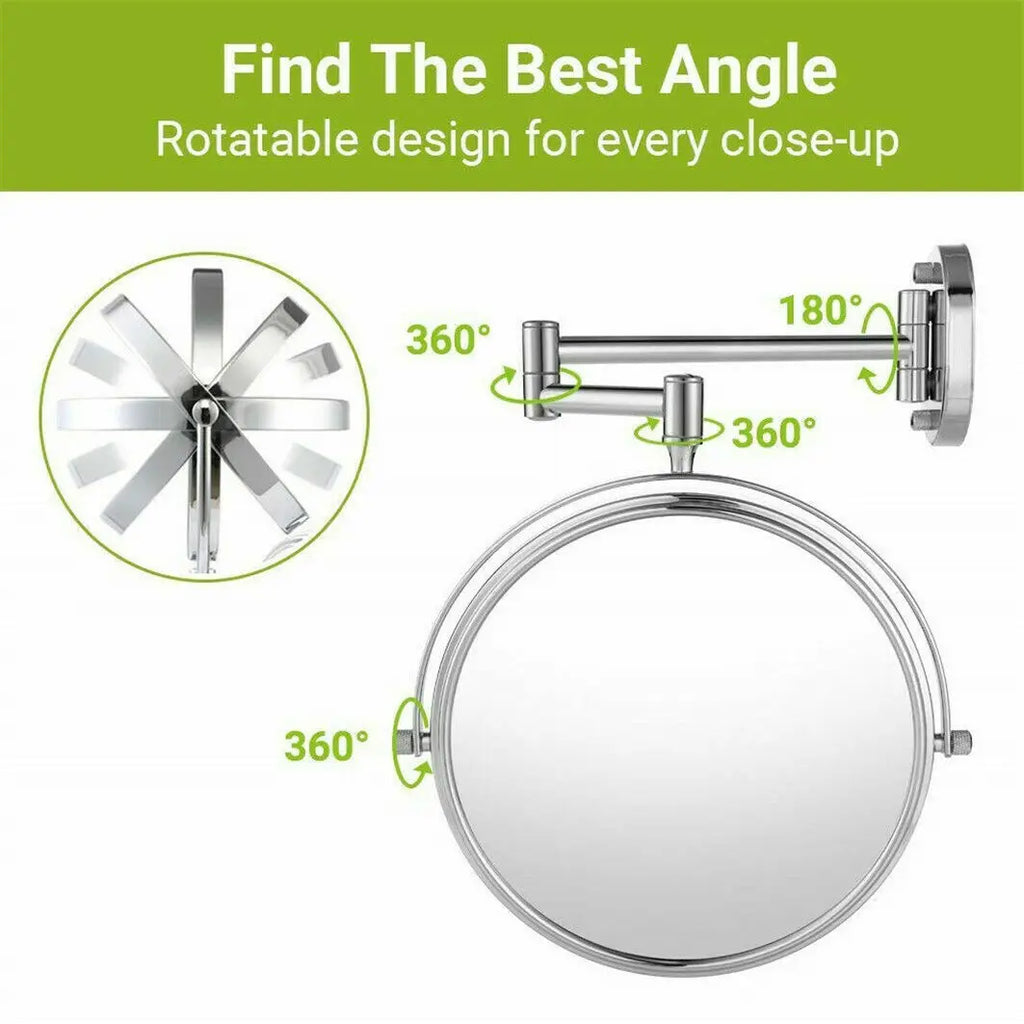 10X Magnifying Wall Mounted Mirror 360 Swivel Makeup Mirror 8" Double Sided Vanity Bathroom Mirror Shaving