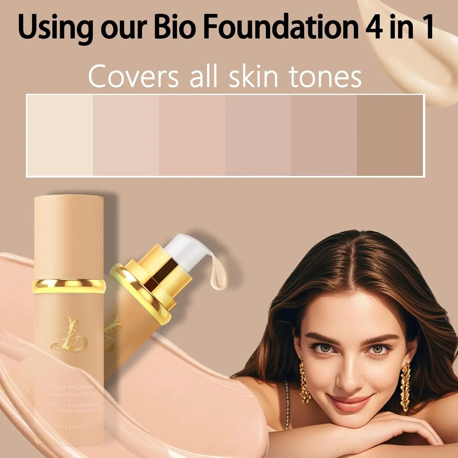 4 in 1 Color Changing Foundation Hydrating Color Changing Foundation Makeup Concealer Sun Protection Longwearing & Waterproof