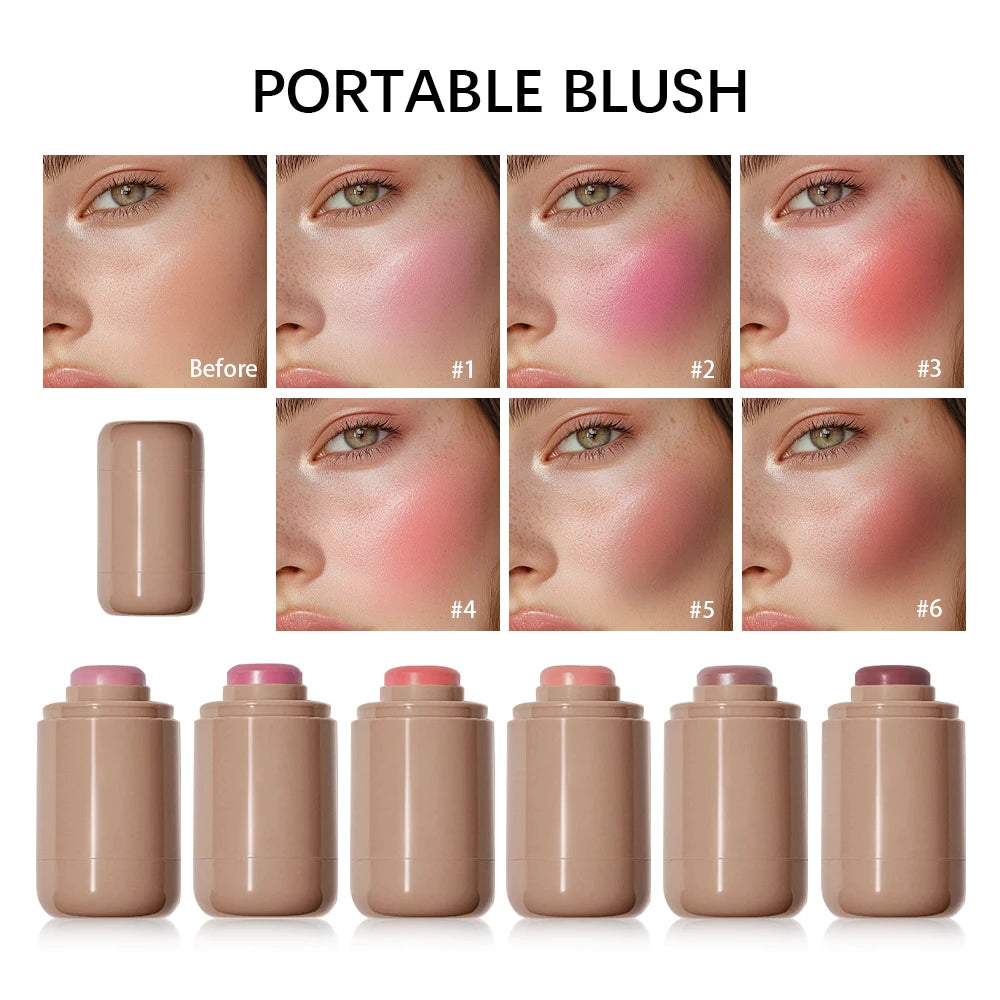 3-in-1Blush Stick Lasting Brightens Facial Cheek Stick Moisturizing Flash Lip Gloss Makeup Lip Gloss Face Rouge