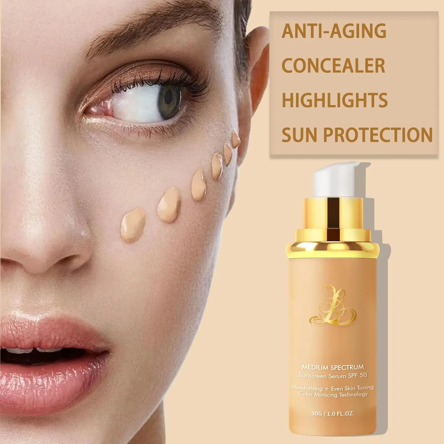 4 in 1 Color Changing Foundation Hydrating Color Changing Foundation Makeup Concealer Sun Protection Longwearing & Waterproof